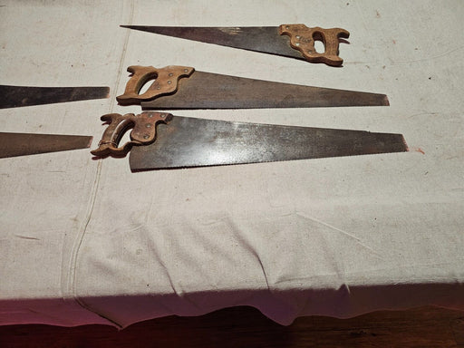 5 old school hand saws  READY FOR WORK one money for all, Antiques, David's Antiques and Oddities