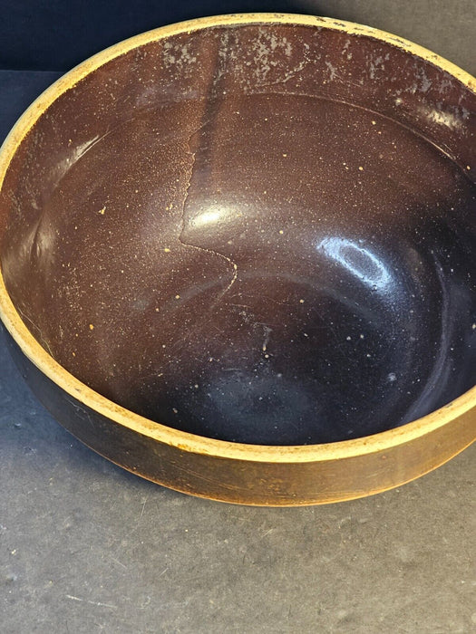 9" In primitively made stone wear brown bowl/ unmarked / packed away for 40 yrs., Antiques, David's Antiques and Oddities