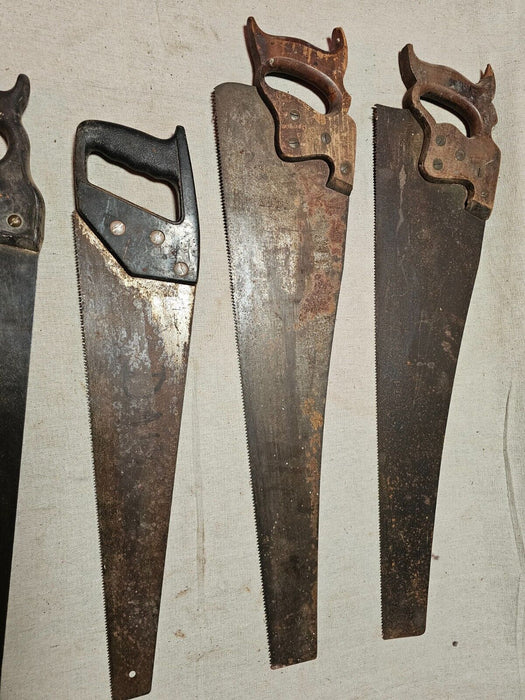 Old school hand saws total of 5 various ages/ great primitive look/, Antiques, David's Antiques and Oddities