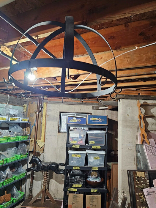 Large pot rack steel welded 27" Diameter/18" H 12 hooks 16 lbs, Antiques, David's Antiques and Oddities