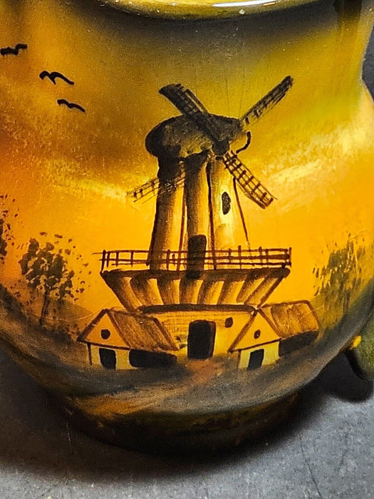 Title: Pre-War German 4.5-Inch Hand-Painted Windmill Scene Picture