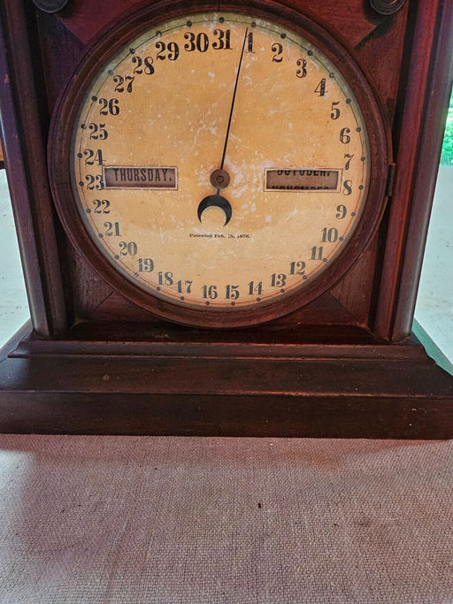 Calendar clock mantel dated 1875 as found seem all there./great potential/12x20, Antiques, David's Antiques and Oddities