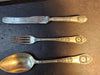 ww2 Jewish spoon fork and knife/ J. Farget/ silver plate/ Est Date 1940s/Poland, Antiques, David's Antiques and Oddities