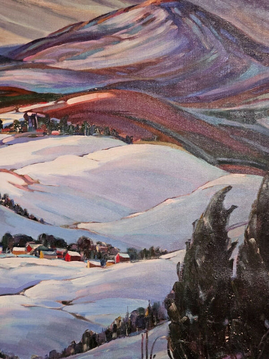 Title: Active Wintery Landscape Artist: Floyd Wesley Broome/1950s, Antiques, David's Antiques and Oddities