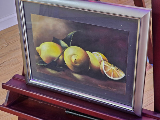 Print 13 x 16 lemons nice imagery multi colored, Antiques, David's Antiques and Oddities