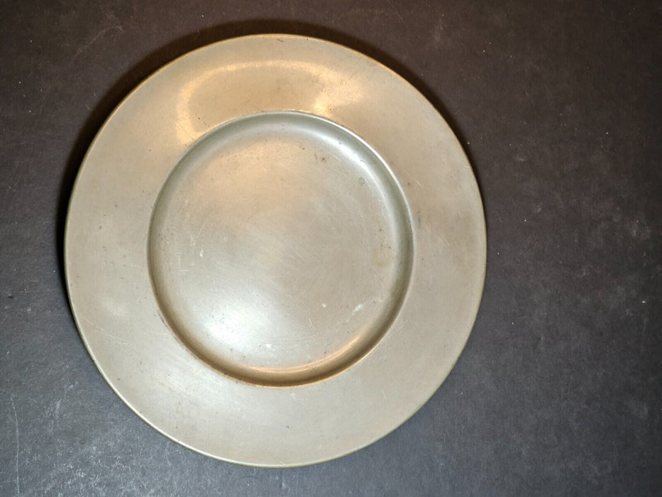 Pewter plate 9.5" D, maker ERP pewter, rolled edge, deep well.