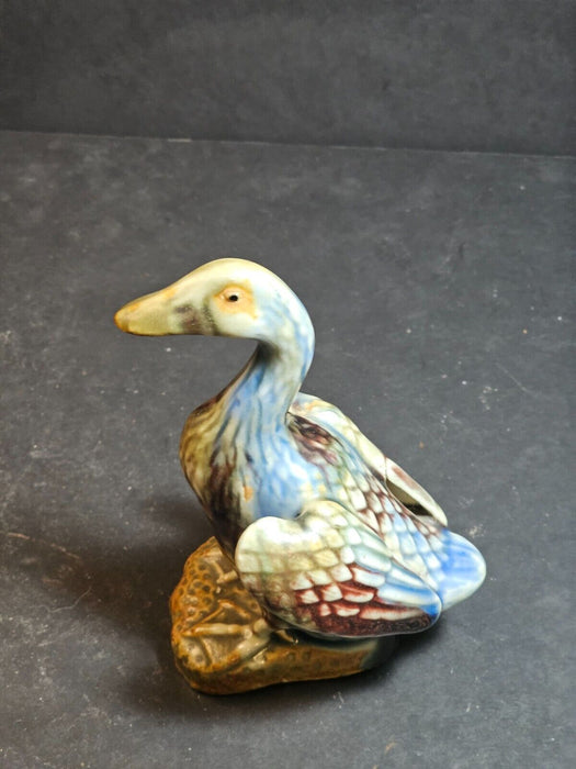 Early 20th Century Asian Porcelain Duck - 6" Tall, Soft Blues, and Brown Tones,, Antiques, David's Antiques and Oddities