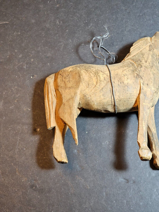 Super Primitive hand carved horse christmas ornament or toy early 1900s 1 broken, Antiques, David's Antiques and Oddities