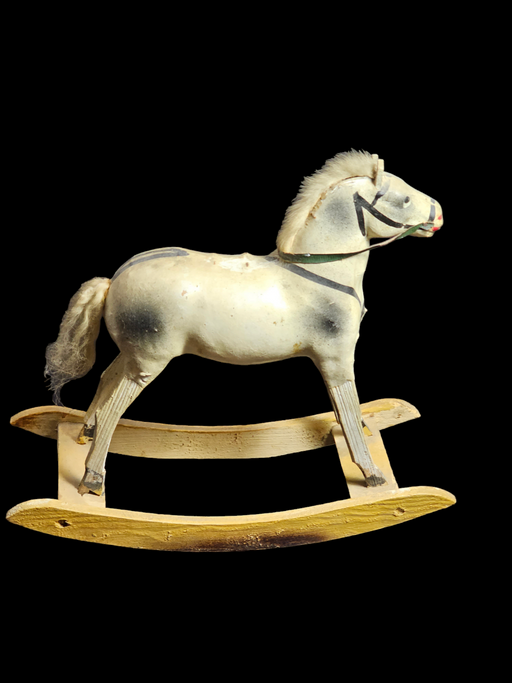 Outstanding late 1890s rocking horse toy, wood frame and composition body., Antiques, David's Antiques and Oddities