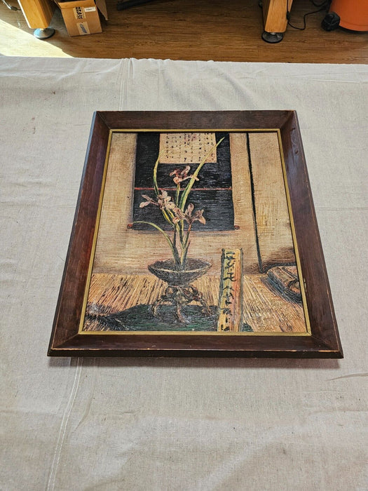 Asian theme Pallet painting 27 x24 Artist M. Tyler Green Haven prison as found, Antiques, David's Antiques and Oddities