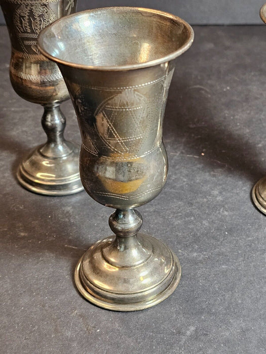 3 Sterling Silver Kiddush Cups Tallest are approx 2 1/2" in diameter, Antiques, David's Antiques and Oddities