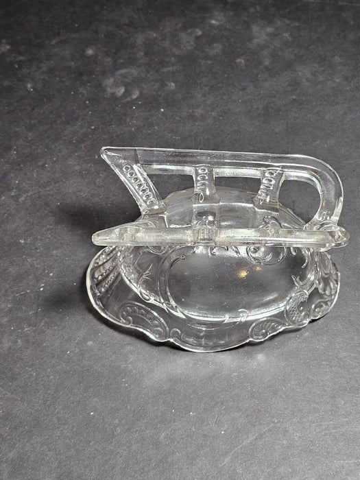 Glass santa on a sled candy dish. 1930s/40s perfect, 5"x6", Antiques, David's Antiques and Oddities