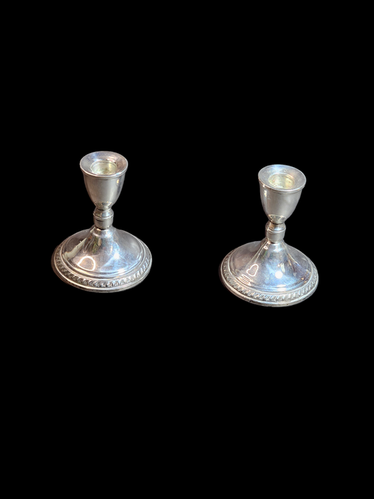 Sterling Silver Candle Sticks 4" Pair Duchin Co., Antiques, David's Antiques and Oddities