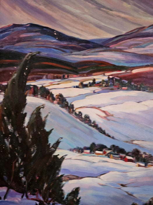 Title: Active Wintery Landscape Artist: Floyd Wesley Broome/1950s, Antiques, David's Antiques and Oddities