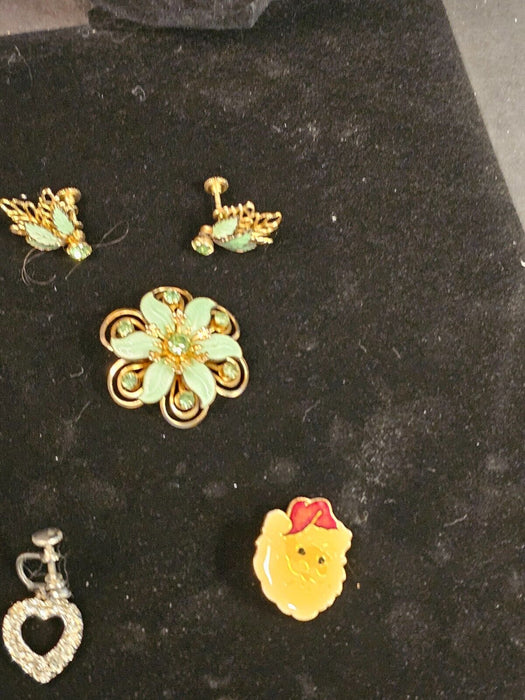 3 pair earrings sets 3 pins plus 2 other items, Antiques, David's Antiques and Oddities