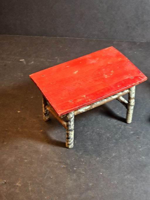 Early 1900s hand made table and chair faux painted like birch  Aprox. 6" each, Antiques, David's Antiques and Oddities