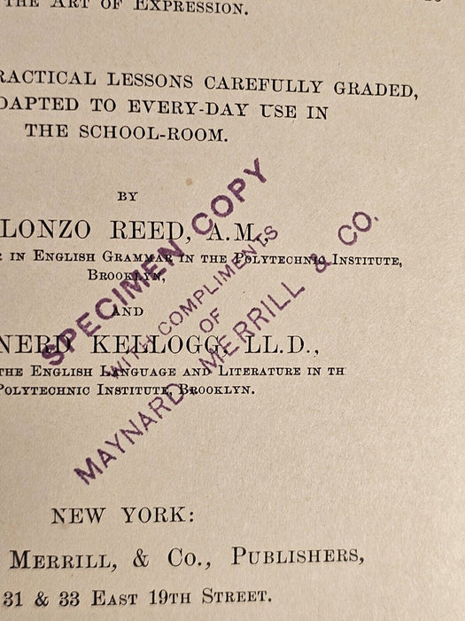 Higher lessons in English 1898 Sampler copy/ 372 pgs, Antiques, David's Antiques and Oddities