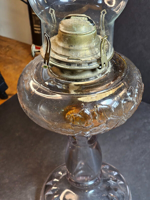 Late 19th Century American Kerosene Lamp with Floral and Diamond Motif, Antiques, David's Antiques and Oddities