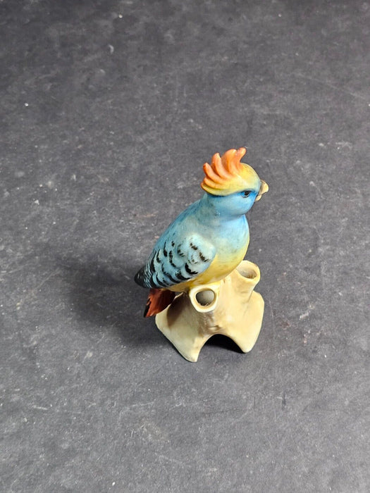 German pie bird 5" colorful parrot blue orange and yellow marked Germany