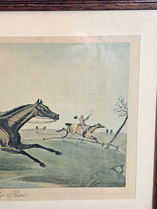 Hunt print H Alken 12 x16 with oak frame The Run. soft tones, Antiques, David's Antiques and Oddities