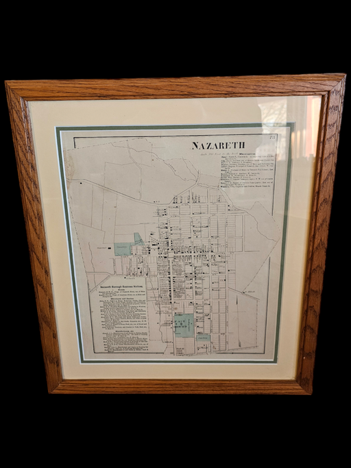 1874 Map of Nazareth as found professionally framed. 19.5 x16.5, Antiques, David's Antiques and Oddities