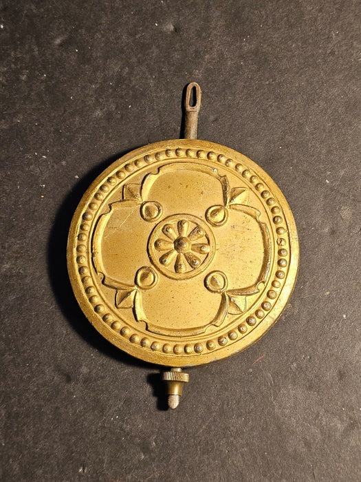 Treasure Island banjo clock pendulum  3.5" diameter / gold  embossed