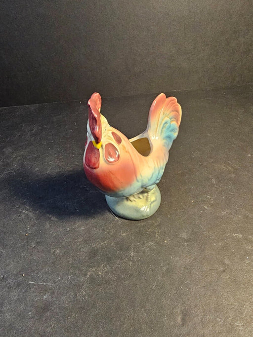 Chicken planter  5x5/ 1940s/ great color palette/red/pink/blues., Antiques, David's Antiques and Oddities