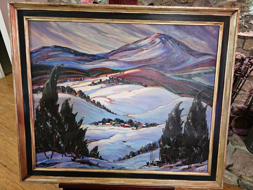 Title: Active Wintery Landscape Artist: Floyd Wesley Broome/1950s, Antiques, David's Antiques and Oddities