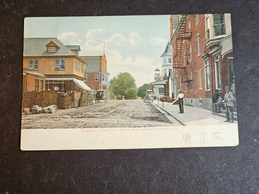 Early 1900s postcard Nazareth Pa South main st. 3x5 Used, Antiques, David's Antiques and Oddities