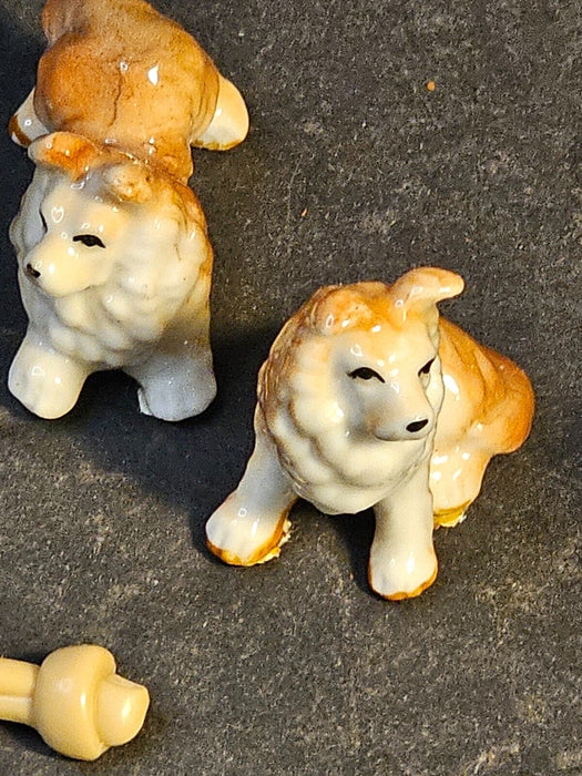 Ceramic dogs with bone/ tea set/delft tile/2 stangle sample flower pots/hairline, Antiques, David's Antiques and Oddities