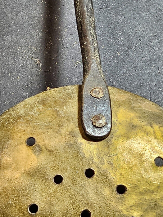 Forged steel and brass strainer by craftsman in the 1970s w/ makers mark. 15", Antiques, David's Antiques and Oddities