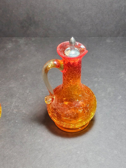 MCM Crackel Cruet Set. Bold Orange Color, Antiques, David's Antiques and Oddities