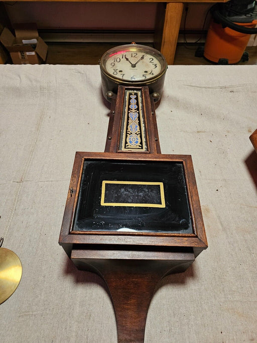 Ingraham banjo clock/time and chime/was working/pen and key/been sitting 20 yrs/, Antiques, David's Antiques and Oddities