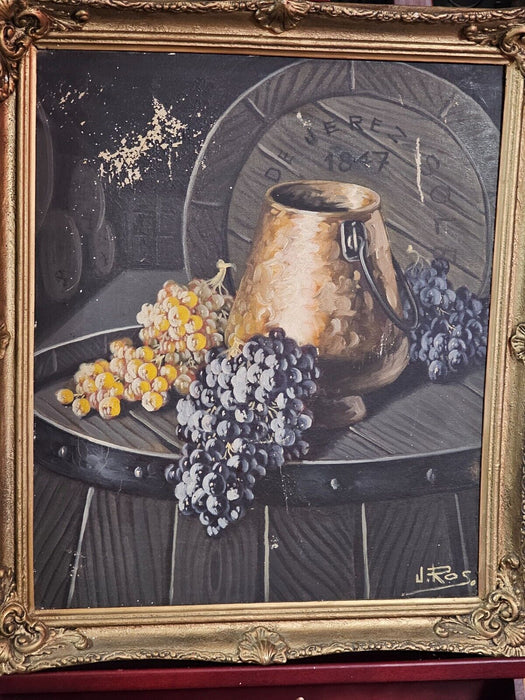 2 still lifes By J.Ros. Listed artists/ some flaking /see pics/25 x21, Antiques, David's Antiques and Oddities