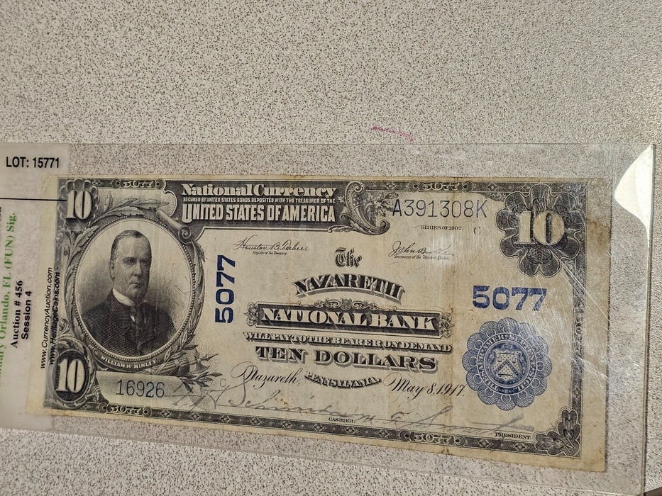 U.S. (Nazareth, PA) - Series of 1902 $10.00 National Currency Banknote