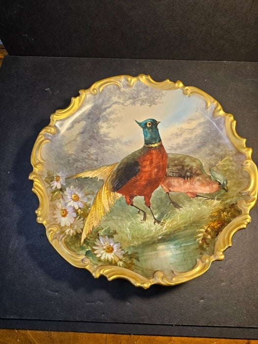 Limoges plate 13 " hand painted pheasants/wild life series/see pics/rich earth