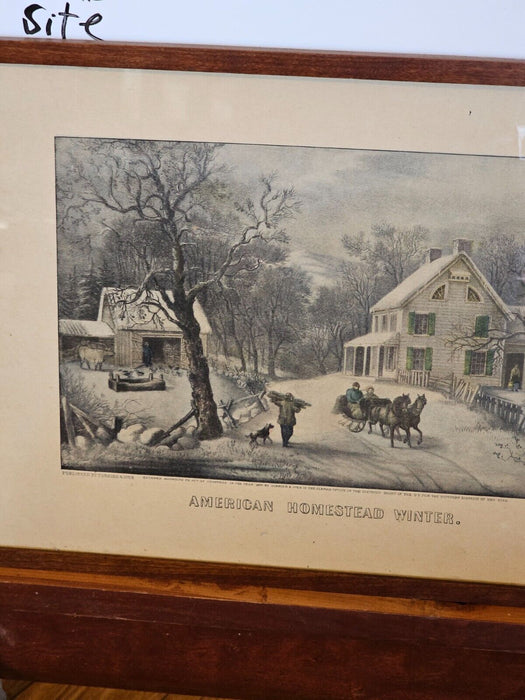 Currier Road winter. Great vintage reprint. 20.5 x15 with fr. 1940s, Antiques, David's Antiques and Oddities