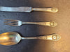 ww2 Jewish spoon fork and knife/ J. Farget/ silver plate/ Est Date 1940s/Poland, Antiques, David's Antiques and Oddities