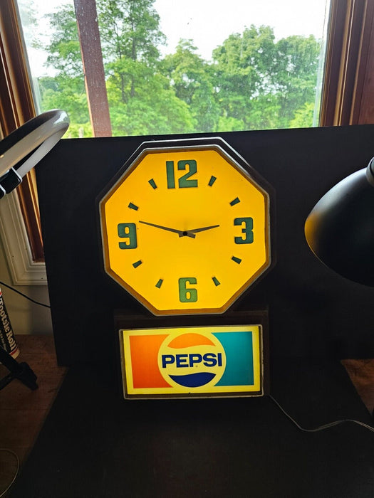 Pepsi clock lights and runs/ 20 x13/ as found plastic construction, Antiques, David's Antiques and Oddities