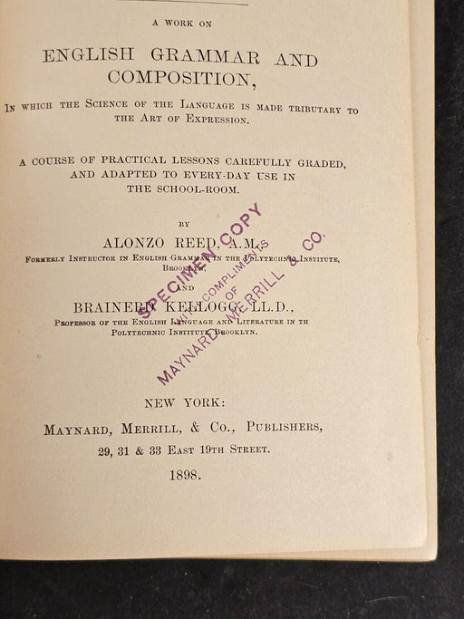 Higher lessons in English 1898 Sampler copy/ 372 pgs, Antiques, David's Antiques and Oddities