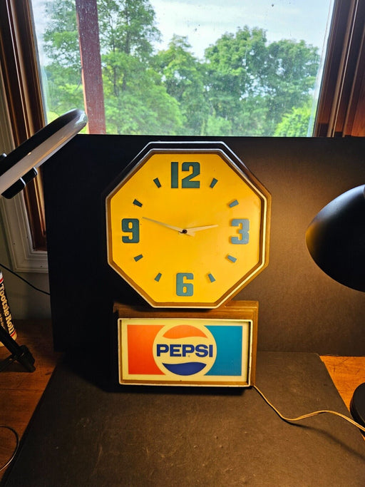 Pepsi clock lights and runs/ 20 x13/ as found plastic construction, Antiques, David's Antiques and Oddities