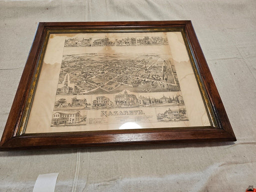 Nazareth Pa  Printengraving of tow 1885 26 x 32 original walnut frame as found, Antiques, David's Antiques and Oddities