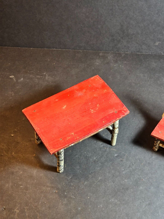 Early 1900s hand made table and chair faux painted like birch  Aprox. 6" each, Antiques, David's Antiques and Oddities