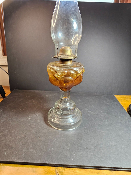 Bulls eye Kerosene lamp 11 inch base 10 " globe Original excellent, Antiques, David's Antiques and Oddities