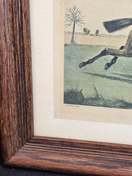 Hunt print H Alken 12 x16 with oak frame The Run. soft tones, Antiques, David's Antiques and Oddities