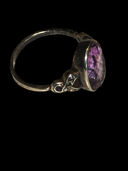 1980 German-Imported Amethyst & Marcasite Sterling Ring