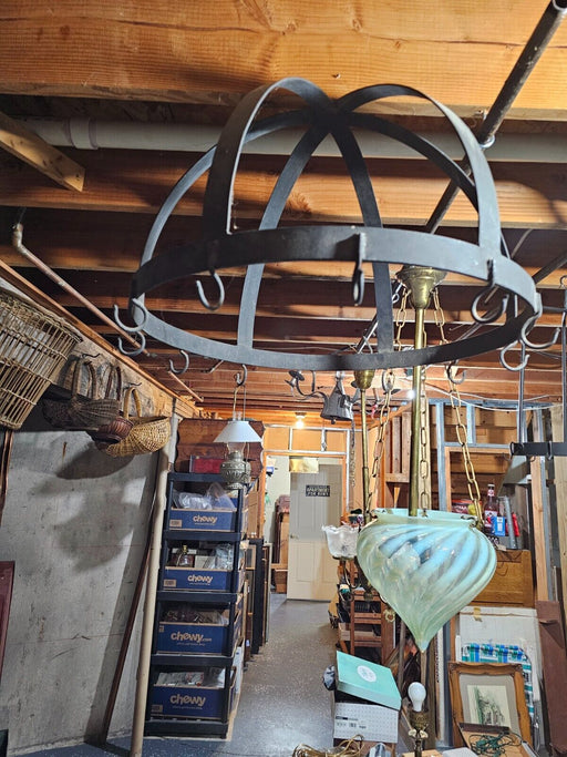 Large pot rack steel welded 27" Diameter/18" H 12 hooks 16 lbs, Antiques, David's Antiques and Oddities