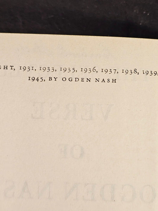 Ogden Nash 1945 edition 243 pgs. original dust jacket collect or just read, Antiques, David's Antiques and Oddities