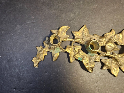 3 candle Brass leaf candle holder/solid brass at least 35 yrs old, Antiques, David's Antiques and Oddities