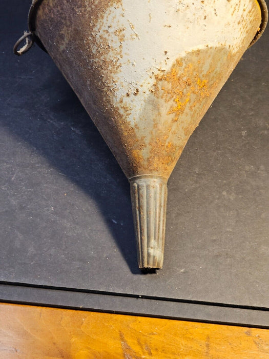 Tin primitive funnel as found 9"D x 12 " high. as found